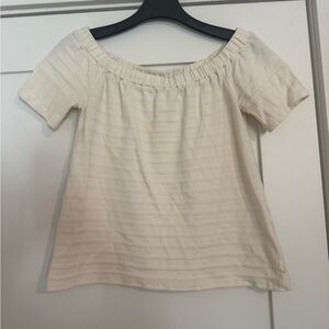 Madewell Cream Off Shoulder Top XS Ribbed Short Sleeve Blouse